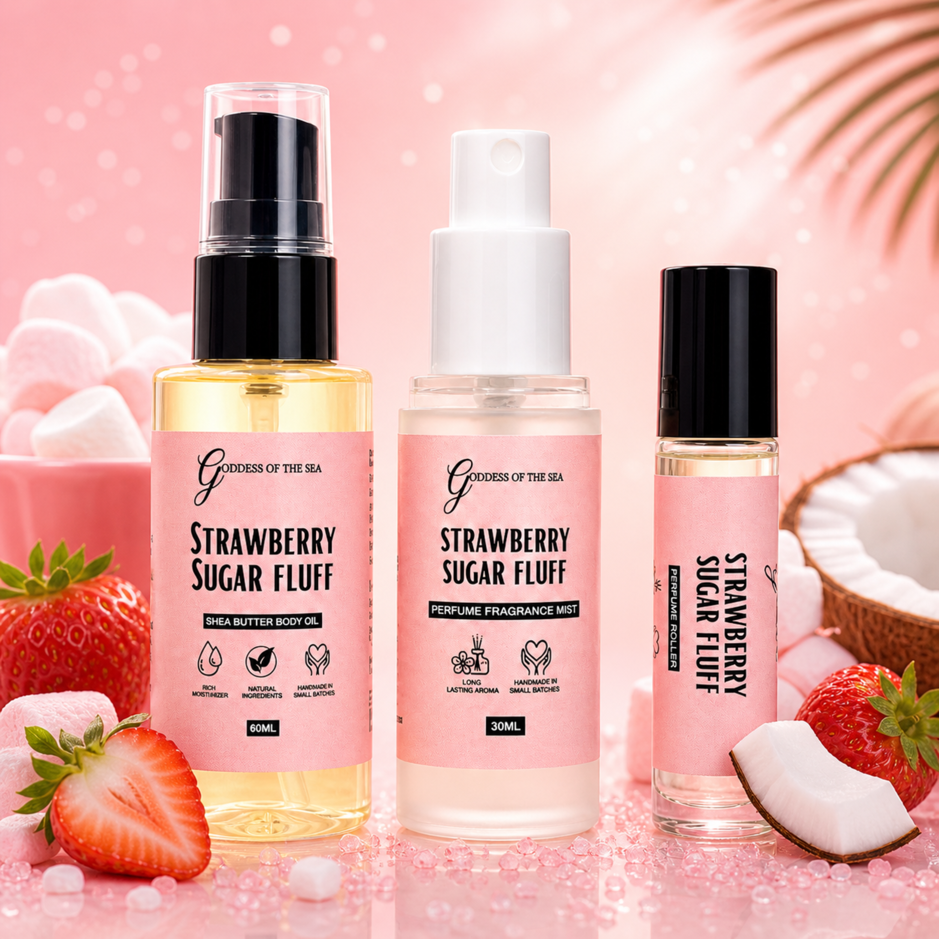Strawberry Sugar Fluff Travel Layering Trio Bundle